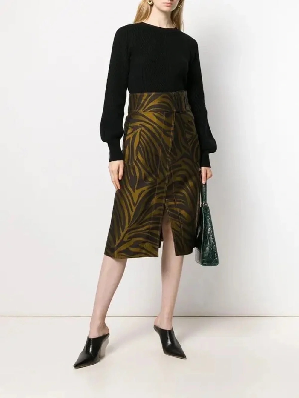 3.1 Phillip Lim Brown and Black Zebra-Print Skirt - Picture 3 of 10